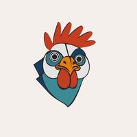 Chicken Logo with a Bird in a Circle on a Yellow Background vector