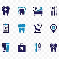 Dental icon set. Containing tooth, dentist, toothpaste, toothbrush, teeth, implant and dentistry icons. Solid icon collection. illustration. vector