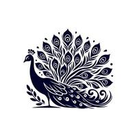 Peacock silhouette Clip art isolated illustration on white background vector