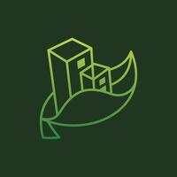 Building Leaf nature line modern logo design template, logotype element for template vector