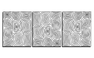 Set of three groovy backgrounds waves and lines in black and white color, swirl twirl pattern in trendy retro psychedelic style vector