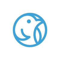 Animal Dolphin Cute in Circle line simple logo design, logotype element for template vector