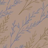 Hand drawn seamless pattern of field plants. Gentle colorful botanical ornament. Abstract summer design for print, wrap, decor, fabric, textile, background, wallpapers, scrapbooking. vector
