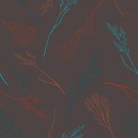 Graphic sketches of wild flowers. Gentle field plants background. Vintage seamless pattern. Hand drawn botanical wallpaper. For wrap, paper, textile, postcard, scrapbooking, prints, fabric etc. vector