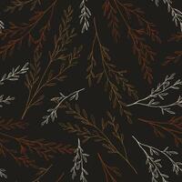 Sketches of field plants. Hand drawn seamless pattern. Gentle botanical ornament. Abstract summer design for print, wrap, decor, fabric, textile, background, wallpapers, scrapbooking. vector