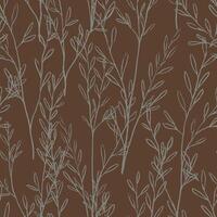 Sketches of field plants. Hand drawn seamless pattern. Gentle botanical ornament. Abstract summer design for print, wrap, decor, fabric, textile, background, wallpapers, scrapbooking. vector