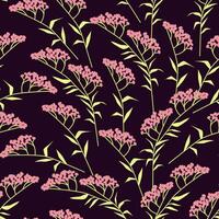 Seamless retro pattern of small flowers on a dark background vector
