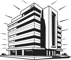 Monochrome Mixed Use Blueprint Multifloor Building in Black Charcoal Residential Concept Black Multifloor Building Sketch vector