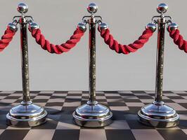 Stanchions with red velvet ropes, cut out in high resolution photo