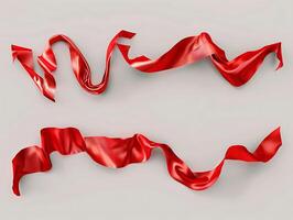 Set of red fluttering ribbons in high resolution photo