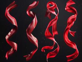 Set of red fluttering ribbons in high resolution photo