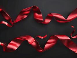 Set of red fluttering ribbons in high resolution photo
