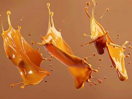 Set of delicious caramel splashes in high resolution photo