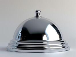 Shiny silver cloche in realistic high resolution photo