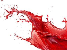 Red splash isolated on white background in realistic high resolution photo