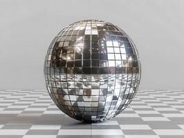 Realistic high resolution silver disco mirror ball photo