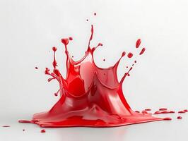 Red splash isolated on white background in realistic high resolution photo