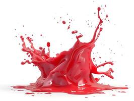 Red splash isolated on white background in realistic high resolution photo