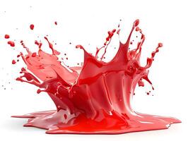 Red splash isolated on white background in realistic high resolution photo