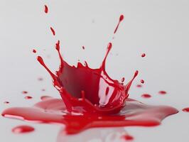 Red splash isolated on white background in realistic high resolution photo