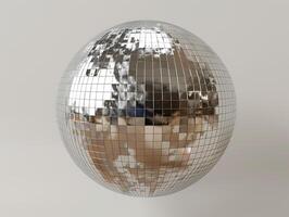 Realistic high resolution silver disco mirror ball photo
