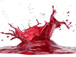 Red splash isolated on white background in realistic high resolution photo