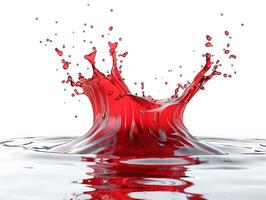 Red splash isolated on white background in realistic high resolution photo