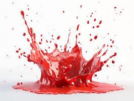 Red splash isolated on white background in realistic high resolution photo
