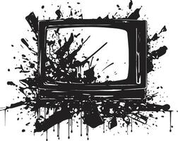 Wrecked Watchbox Silhouette Black of Broken TV Design Shattered Signals Sketch Design of Smashed TV Screen vector