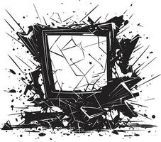 Shattered Signals Black of Shattered TV Broken Broadcast Graphic of Smashed Television vector