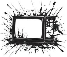 Shattered Signals Graphic of Smashed Television Broken Broadcast Black Icon of Shattered TV Set vector