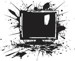 Wrecked Watchbox Black Design of Shattered Television Set Shattered Signals Image of Smashed TV in Black vector