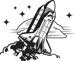 Stellar Soarer Silhouette Black Graphic of Space Vehicle Orbit Observer Concept Design of Black Rocket vector
