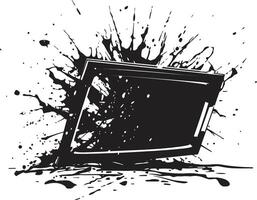 Cracked Console Concept Design of Broken TV Sketch Demolished Display Icon Black Graphic of Shattered TV Sketch vector