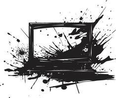Splintered Screen Black of Smashed TV Fractured Flatpanel Graphic of Broken TV Screen vector