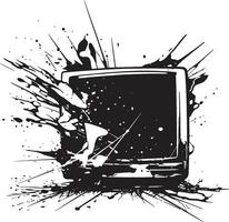 Ruined Reception Graphic of Broken TV Set Shattered Screen Black Element of Smashed TV Design vector