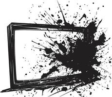 Fragmented Flatscreen Concept Black Graphic of Shattered Television Design Cracked Console Icon Design of Broken TV Element vector