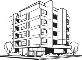 Noir Mixed Use Masterplan Building in Black Midnight Commercial Tower Black Multifloor Building Design vector