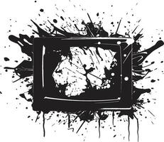 Fragmented Flatscreen Graphic of Smashed Television Screen Cracked Console Black Element of Shattered TV Screen vector