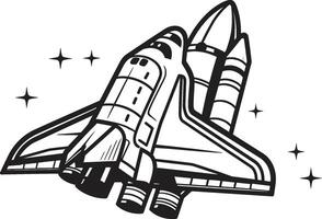 Cosmic Cruiser Concept Design of Space Rocket Icon Lunar Launcher Silhouette Black of Spacecraft vector