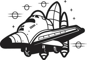 Cosmos Cruiser Silhouette Black Graphic of Spacecraft Galactic Guardian Concept Design of Black Rocket vector