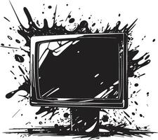 Wrecked Watchbox Sketch Black Graphic of Broken TV Outline Cosmic Cruiser Concept Design of Space Rocket Icon vector