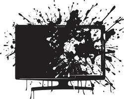 Demolished Display Black Element of Shattered Television Set Ruined Reception Design of Smashed Television vector