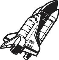Universe Voyager Icon Design of Space Rocket Cosmos Cruiser Silhouette Black Graphic of Spacecraft vector