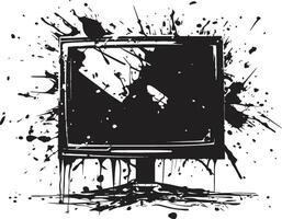 Splintered Screen Graphic of Shattered TV Design Fractured Flatpanel Black Icon of Broken Television Screen vector