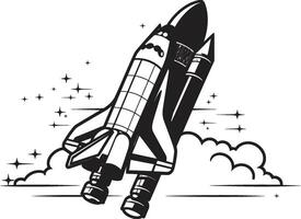 Celestial Conqueror Concept Design of Black Rocket Astral Adventurer Sketch Black of Spacecraft vector