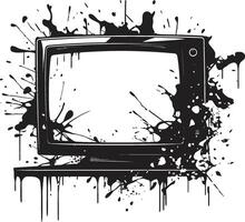 Broken Broadcast Black Icon of Shattered TV Set Shattered Screen Design of Broken Television vector