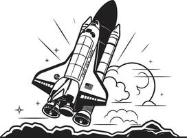 Nebula Navigator Concept Design of Spacecraft Icon Celestial Conqueror Sketch Black of Rocket Ship vector