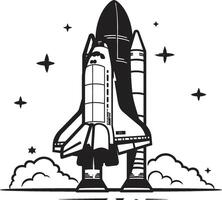 Celestial Conqueror Sketch Black of Rocket Ship Astral Adventurer Icon Design of Space Rocket vector