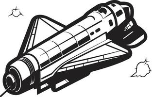 Interstellar Explorer Icon Design of Spacecraft Nebula Navigator Silhouette Black Graphic of Space Rocket vector